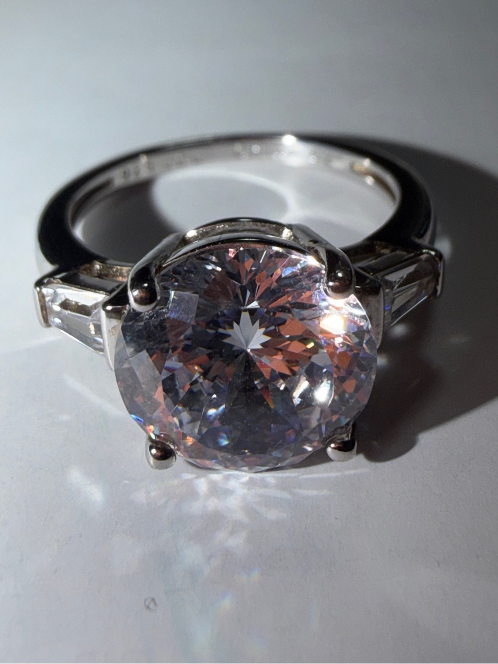 JCL Design Sterling Silver 3-Stone Oval CZ Engagement Ring - Size 6